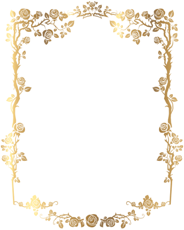 Golden Rectangular French Floral Border frame png