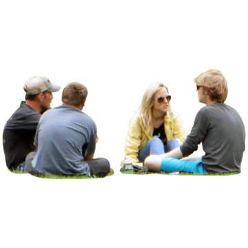 Group of people sitting on grasss, sitting, Cutout png