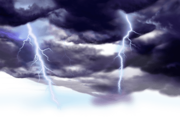 Thunder and lightning weather clouds painted png image