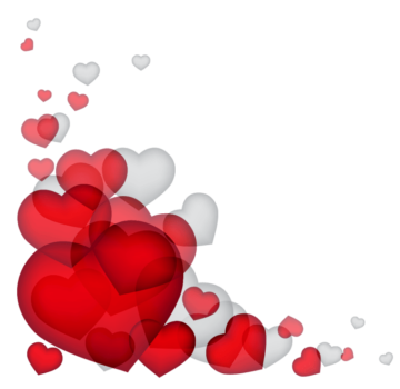 Hearts Decor, red and white hearts, love, flower png