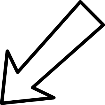 White arrow sign, down arrow, white arrow symbol