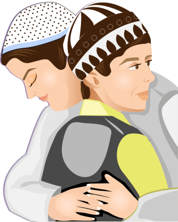 man hugging Eid al-Adha Islamic wish background png