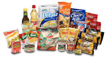 Assorted food products and cleaning products, fast food