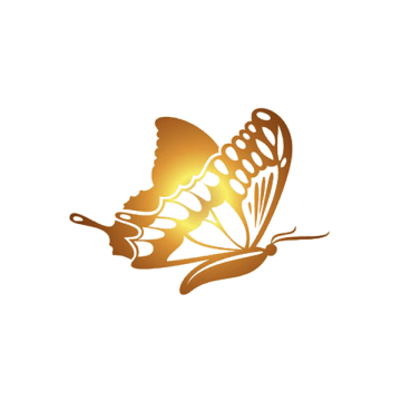 Golden color butterfly, illustration gradient butterfly logo