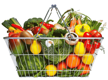 Organic food for health, green vegetables in basket png