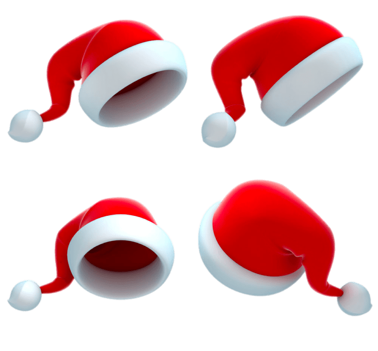 Santa Claus hats 3D graphics background png image