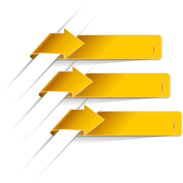 Yellow arrow label, yellow and white arrows illustration