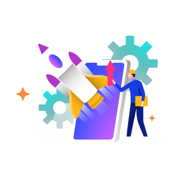 rocket icon for business startup landing page template