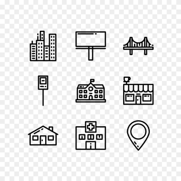 City Mega Pack Outlined Building Icon Transparent Background