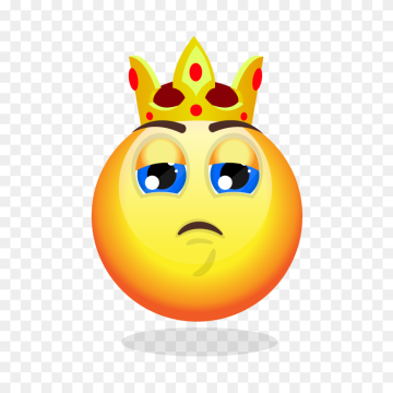 Cute Emoji Face with Golden Crown Transparent Background Png