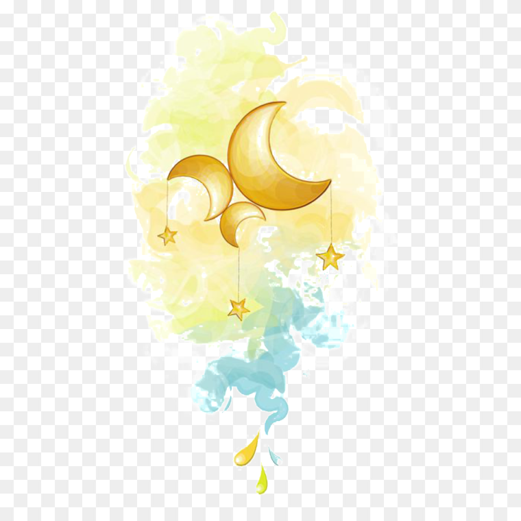 Watercolor Stars And Moon Clipart Transparent Background