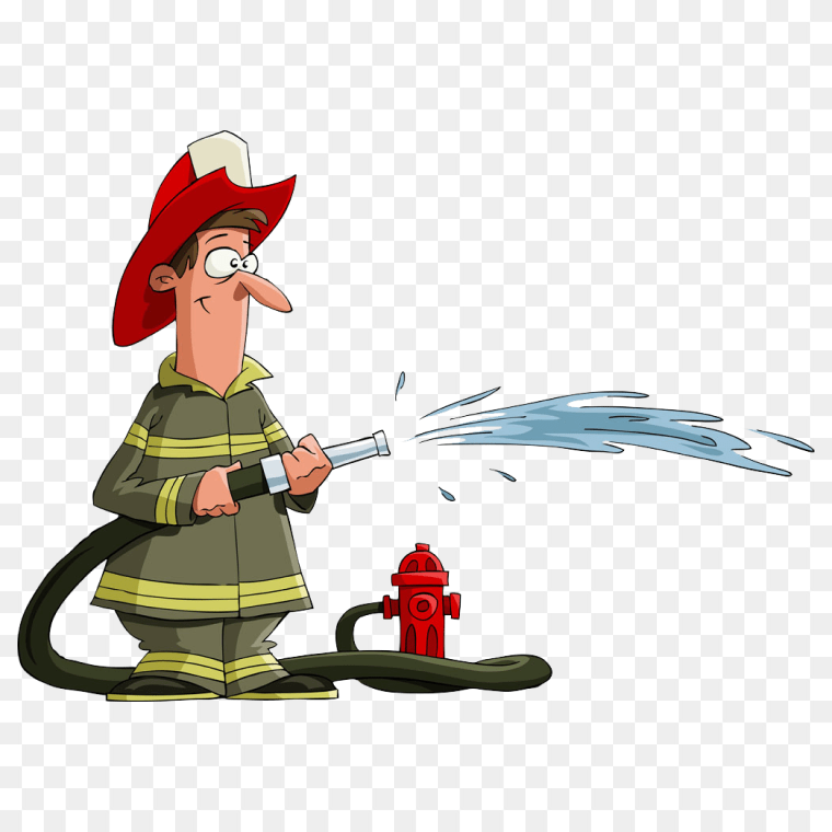 Cartoon Fireman Clipart Transparent Image-Free PNG Download,cartoon fireman water, hose, fire extinguisher, firemen png