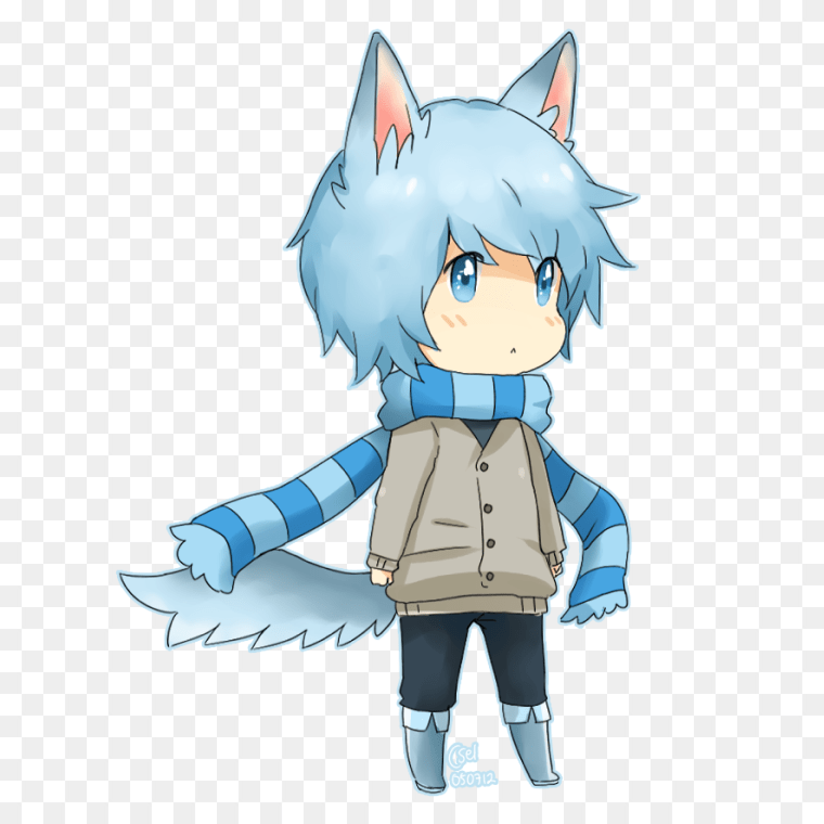 Cute Cat Boy Anime Transparent Image- Free PNG Download,Png Download Chibi By Cheryu On Deviantart - Anime Boy Blue Hair