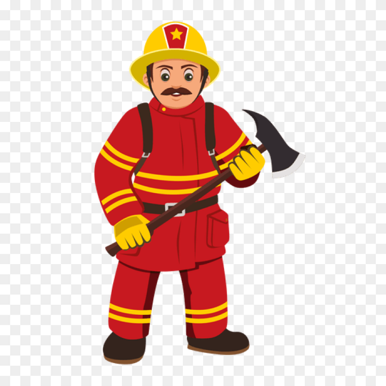 Fire Fighter With An Axe Clipart TRansparent Image,Firefighter Cartoon, fireman, people, fictional Character, drawing png