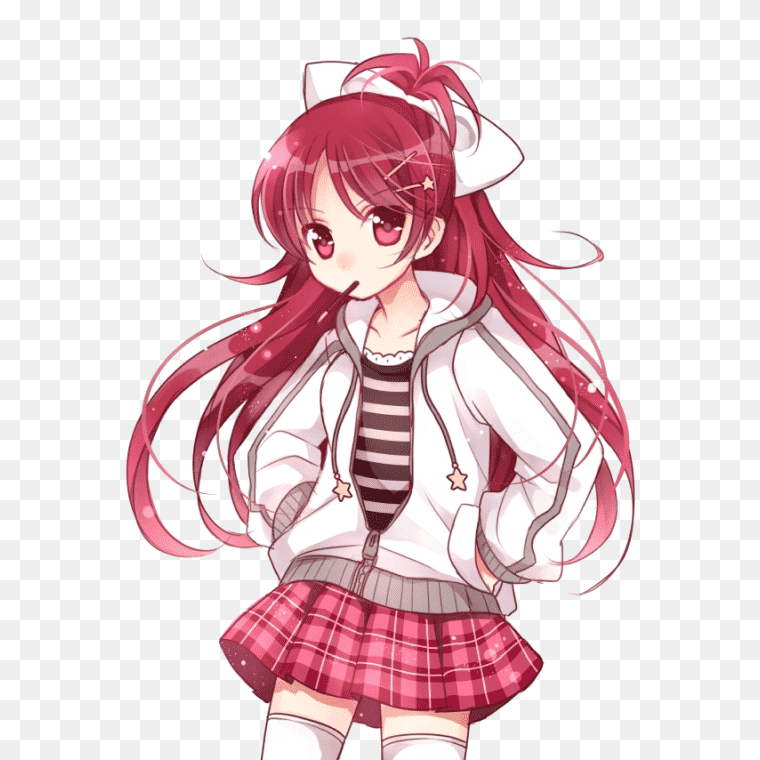 Cute Red Hair Anime Girl Transparent PNG Free Download,Free Icons Png - Anime Girl Kawaii Png