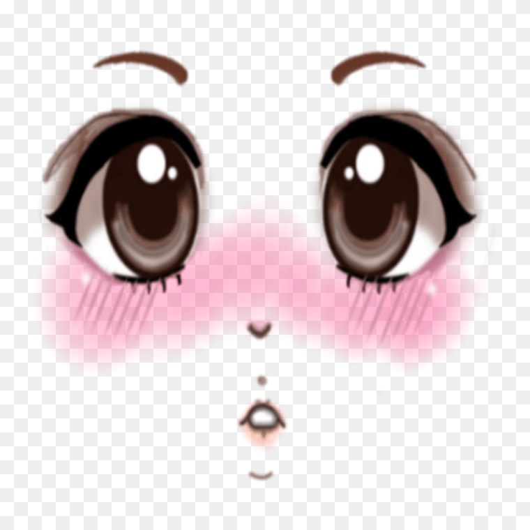 Anime Big Eyes Blushing Transparent Image,Roblox Face Png - Anime Eyes Blush Transparent, Png Download