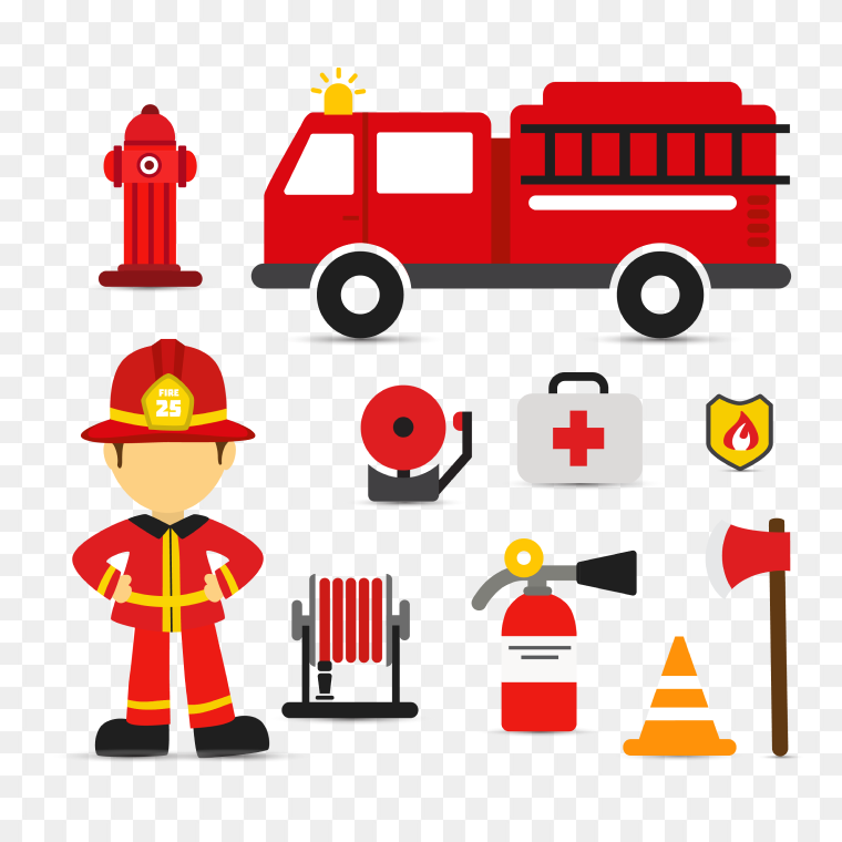 Fire Service Tools Transparent Image-Free PNG Download,,fireman illustration, Firefighter Fire engine Euclidean, Fireman's fire engine, fire Alarm, cartoon, fire Safety png PNG tags