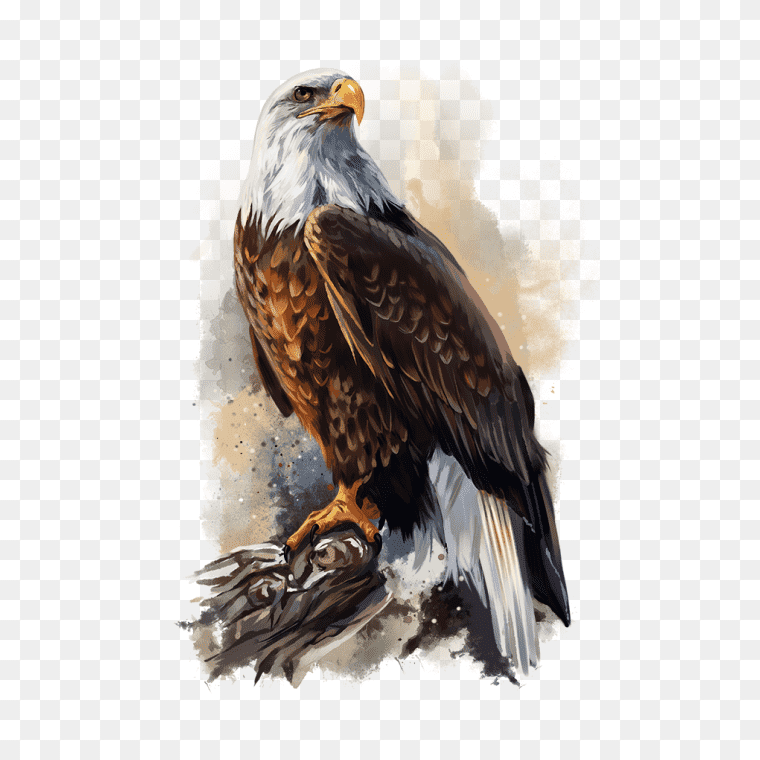 Eagle sketch with watercolor free PNG download