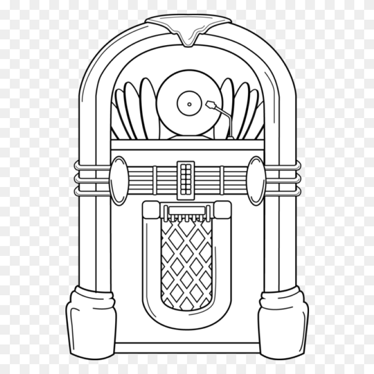 Free Black and White Jukebox Clipart with Transparency