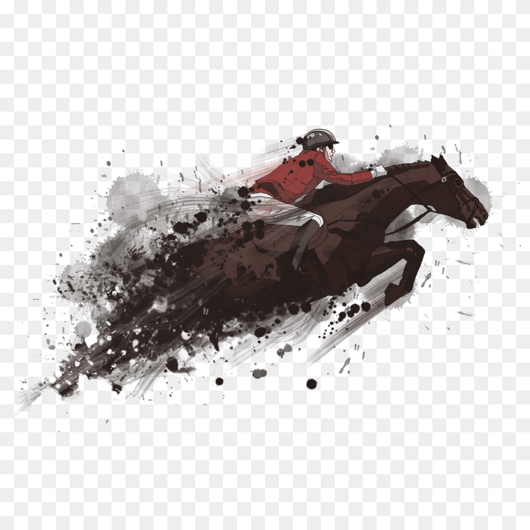 Man Riding On Brown Horse Art By Illustration Transparent Image, Horse racing Horse racing Equestrianism Auto racing, race, horse, game, painted png