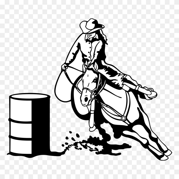 Monochrome Rush: Bold Barrel Racing in Black and White PNG, horse, horse, white, animals png
