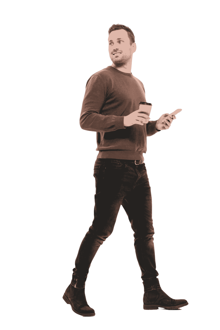 Man Holding Phone PNG Image - Free Download,,Happy young man walking isolated