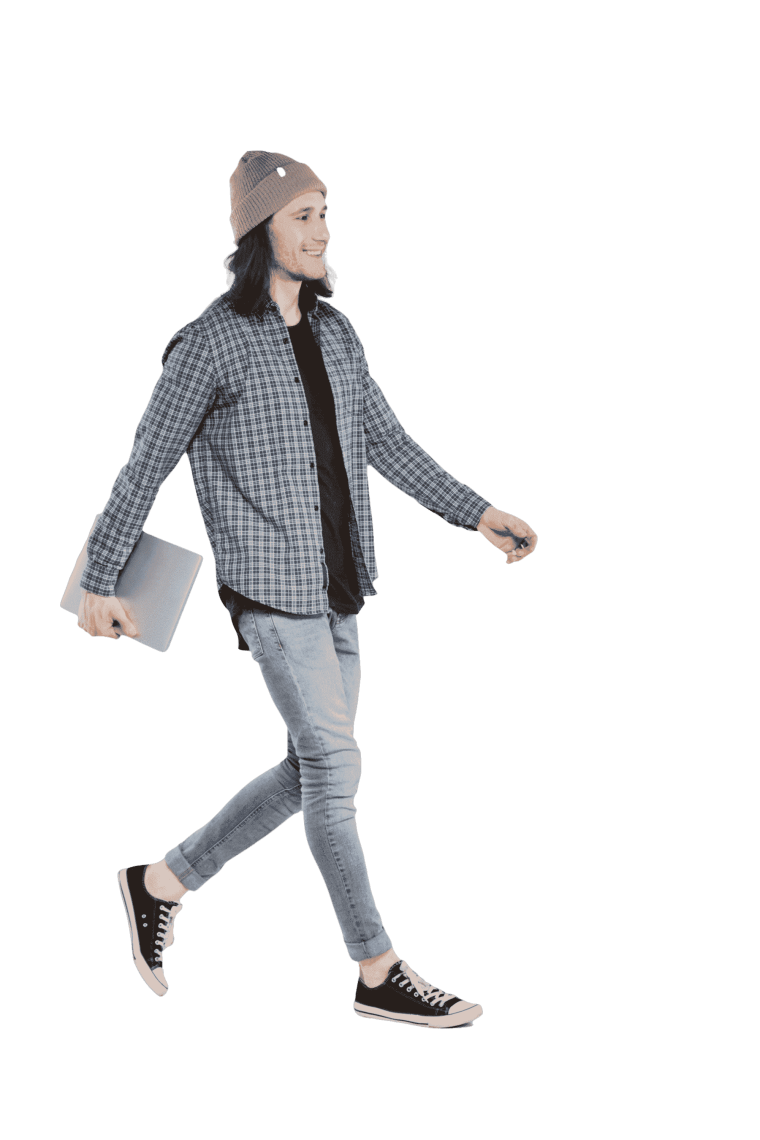 Hipster Walking  Man Transparent Image,,Hipster walking with laptop