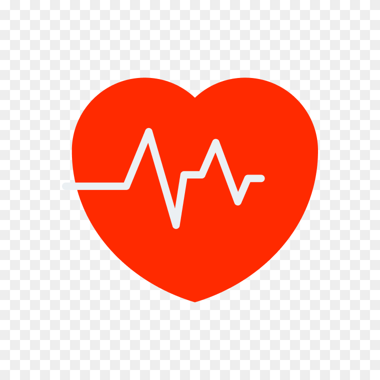 Electrocardiography heart rate pulse in red PNG free for medical and fitness designs