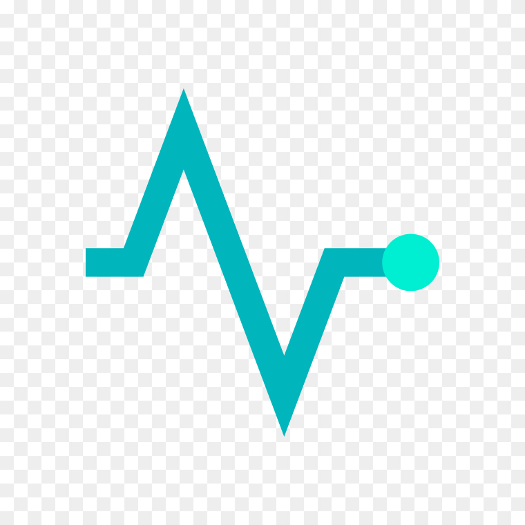 Heart pulse icon in cyan color free PNG for medical and health projects