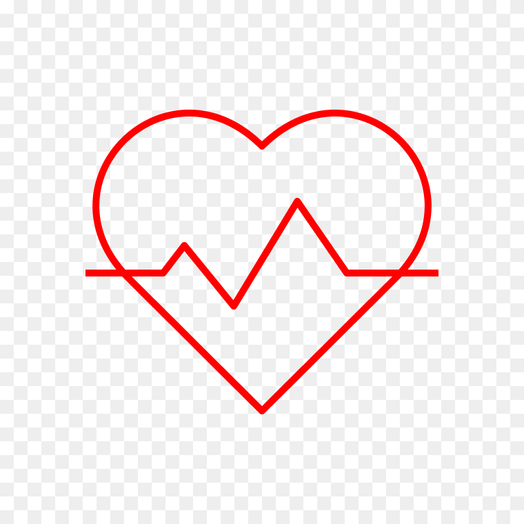 Heart pulse rate cardiogram in red color vector PNG free for medical and fitness designs