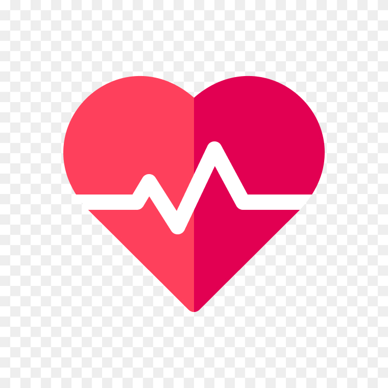 Heart pulse rate cardiogram in red color free PNG for medical designs