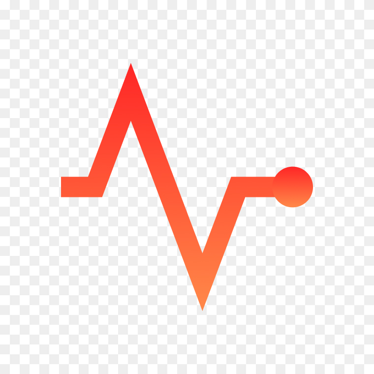 Heart rate pulse symbol in orange and red gradient free PNG image