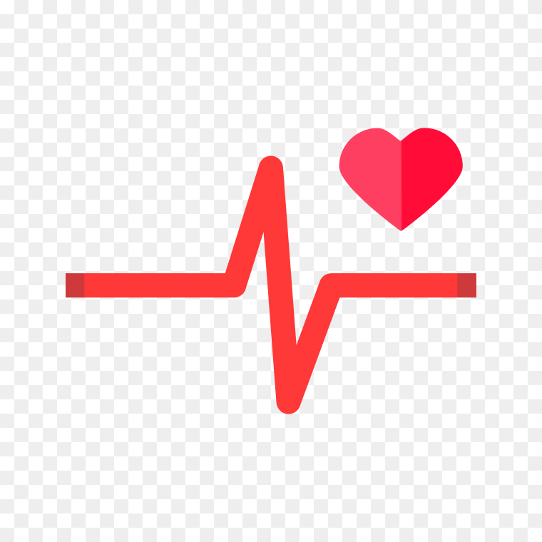 Pulse rate line with heart icon PNG free for medical and fitness designs